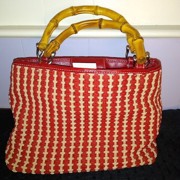 👛Red And White Woven Purse - Picture 2 of 6